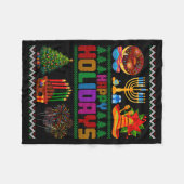 Happy Holidays Christmas Hanukkah Kwanzaa Happy Ne Fleecedecke (Vorderseite (Horizontal))