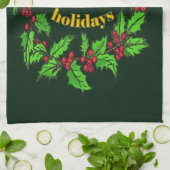 Happy Holidays Christmas Holly Wreath Geschirrtuch (Gefaltet)