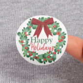 Happy Holidays Christmas Holly Wreath Runder Aufkleber