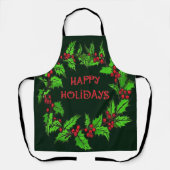Happy Holidays Christmas Holly Wreath Schürze (Vorderseite)