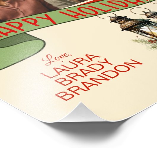 Happy Holidays Christmas Lanterns Custom Foto (Ecke)