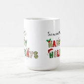 Happy Holidays Christmas Letters Tasse (Mittel)