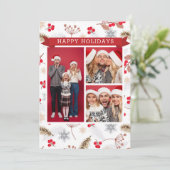 Happy Holidays Christmas Modern Fir Holly 3 Foto (Stehend Vorderseite)