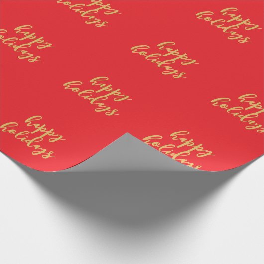Happy Holidays Christmas New Year Season Red Gold Geschenkpapier (Ecke)