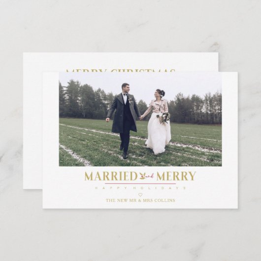 Happy Holidays Christmas Newlyweds Custom Photo (Vorne/Hinten)