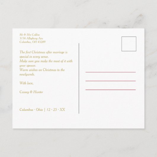 Happy Holidays Christmas NewWeds Custom Foto Postkarte (Rückseite)