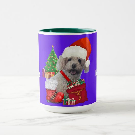 Happy Holidays Christmas Poodle Coffee Mug Tasse (Zentrum)