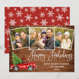 Happy Holidays Christmas Red Farm Truck 3 Feiertagskarte