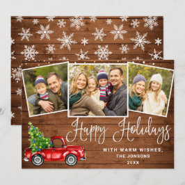 Happy Holidays Christmas Red Farm Truck 3 Feiertagskarte