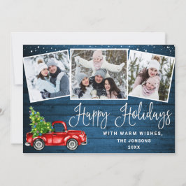 Happy Holidays Christmas Red Farm Truck 3 Feiertagskarte