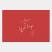 Happy Holidays Christmas Red Geschenkpapier Set (Vorderseite 2)