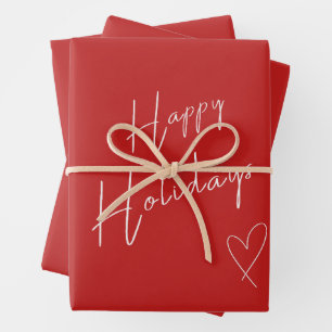 Happy Holidays Christmas Red Geschenkpapier Set