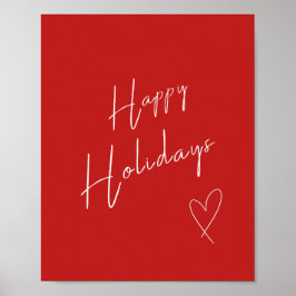 Happy Holidays Christmas Red Poster