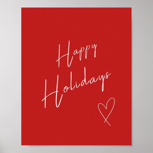 Happy Holidays Christmas Red Poster (Vorne)