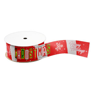 Happy Holidays / Christmas Ribbon - Rot Ripsband
