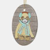 Happy Holidays Christmas Sloth in Mask 2020 Tree Keramik Ornament (Links)