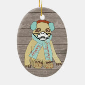 Happy Holidays Christmas Sloth in Mask 2020 Tree Keramik Ornament (Hinten)