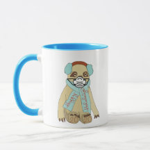 Happy Holidays Christmas Sloth in Mask Coffee Tass