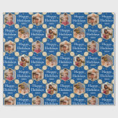 Happy Holidays Christmas Snowflake Foto Blau Geschenkpapier (Flach)