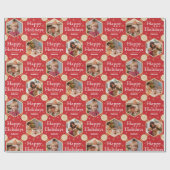 Happy Holidays Christmas Snowflake Foto Rot Geschenkpapier (Flach)