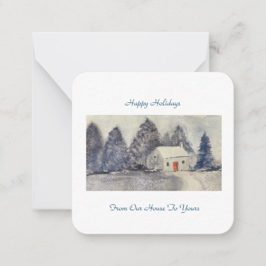 Happy Holidays Christmas Snowy Hütte House Mitteilungskarte (Vorderseite)
