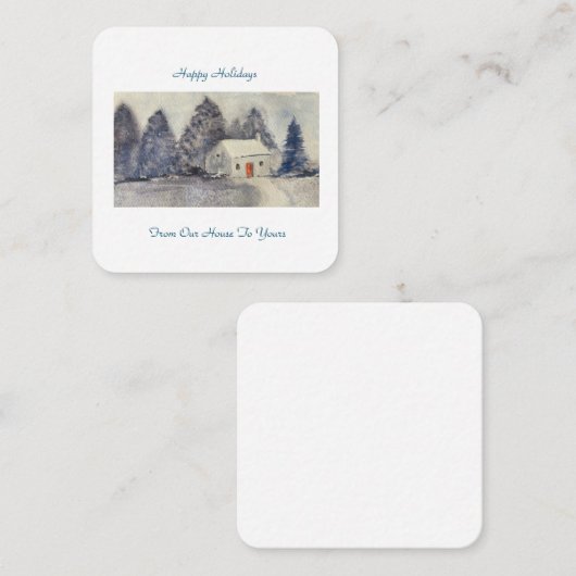 Happy Holidays Christmas Snowy Hütte House Mitteilungskarte (Vorne/Hinten)