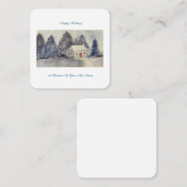 Happy Holidays Christmas Snowy Hütte neue Zuhause Mitteilungskarte