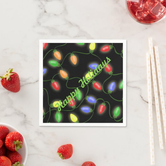 Happy Holidays Christmas String Lights Napkins Serviette (Beispiel)