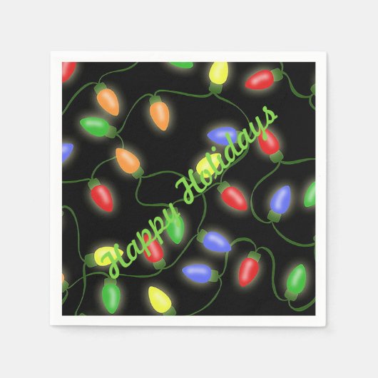 Happy Holidays Christmas String Lights Napkins Serviette (Vorderseite)