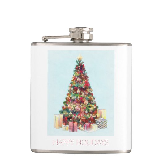 Happy Holidays. Christmas Tree Flachmann (Vorderseite)