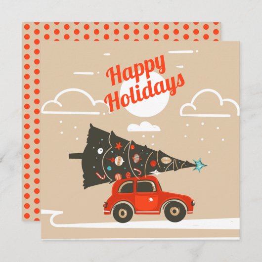 Happy Holidays Christmas Tree Flat Card (Vorne/Hinten)