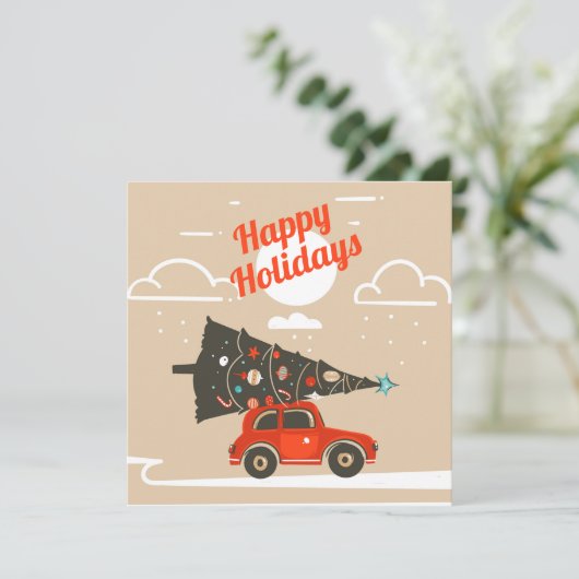 Happy Holidays Christmas Tree Flat Card (Stehend Vorderseite)