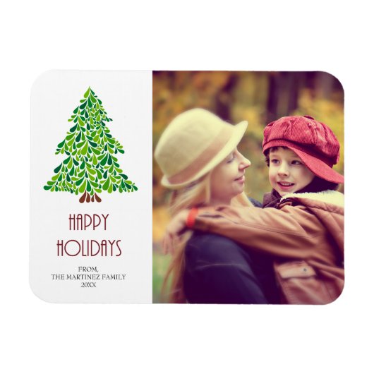 Happy Holidays Christmas Tree Foto Magnet (Horizontal)