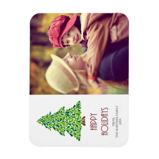 Happy Holidays Christmas Tree Foto Magnet (Vertikal)