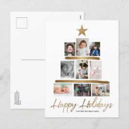 Happy Holidays Christmas Tree Foto Stapel Gold Feiertagspostkarte