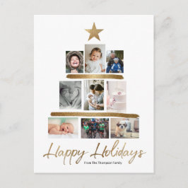 Happy Holidays Christmas Tree Foto Stapel Gold Feiertagspostkarte