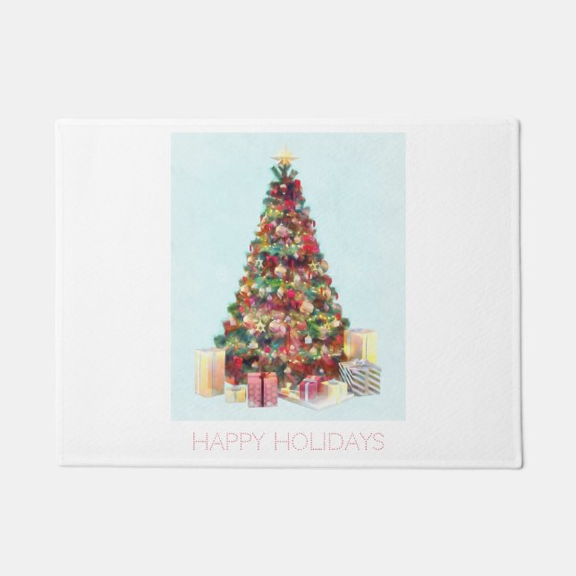 Happy Holidays. Christmas Tree Fußmatte (Vorderseite)