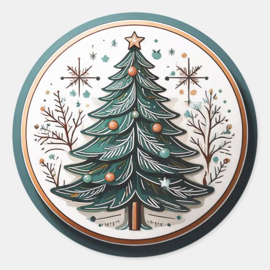 Happy Holidays Christmas Tree ID1082 Runder Aufkleber (Vorderseite)