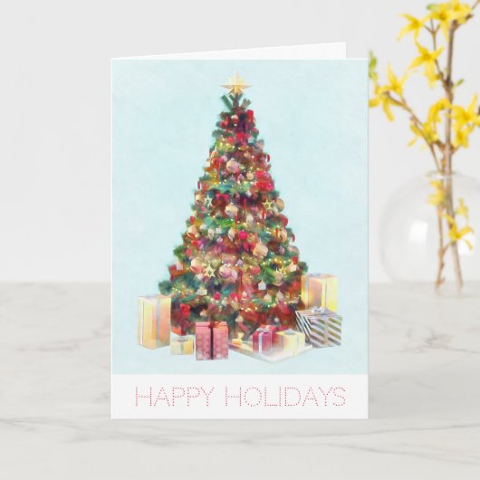 Happy Holidays. Christmas Tree Karte (Gelbe Blume)