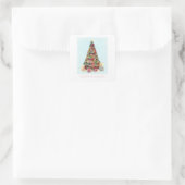 Happy Holidays. Christmas Tree Quadratischer Aufkleber (Tasche)