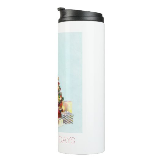 Happy Holidays. Christmas Tree Thermosbecher (Nach rechts gedreht)