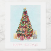 Happy Holidays. Christmas Tree Weinetikett (Einzelnes Label)