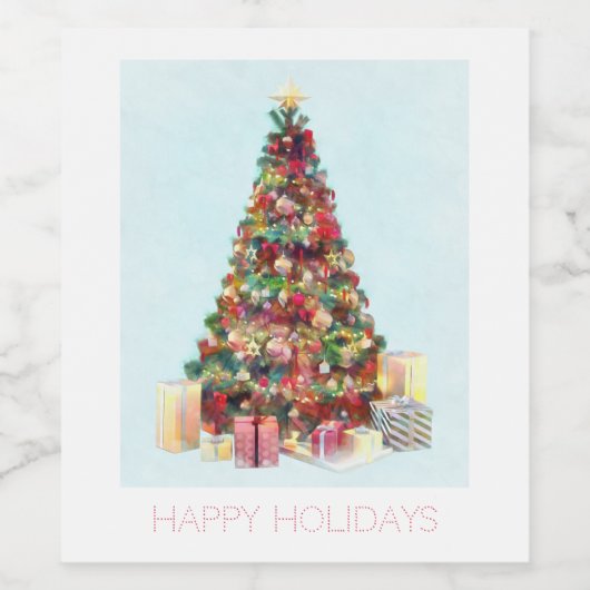 Happy Holidays. Christmas Tree Weinetikett (Einzelnes Label)