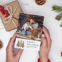 Happy Holidays Christmas Trees Einfaches Foto