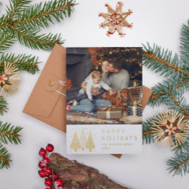 Happy Holidays Christmas Trees Einfaches Foto Folien Feiertagskarte