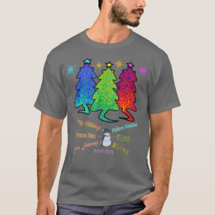 Happy Holidays Christmas Trees Funny Pets Multiple T-Shirt