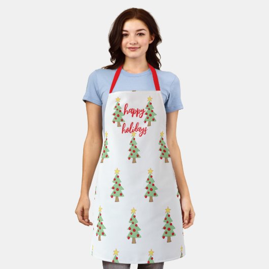 Happy Holidays Christmas Trees Schürze (Getragen)