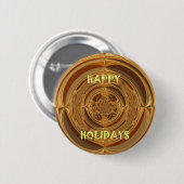 Happy Holidays Circle Art Print/Design Button (Vorne & Hinten)