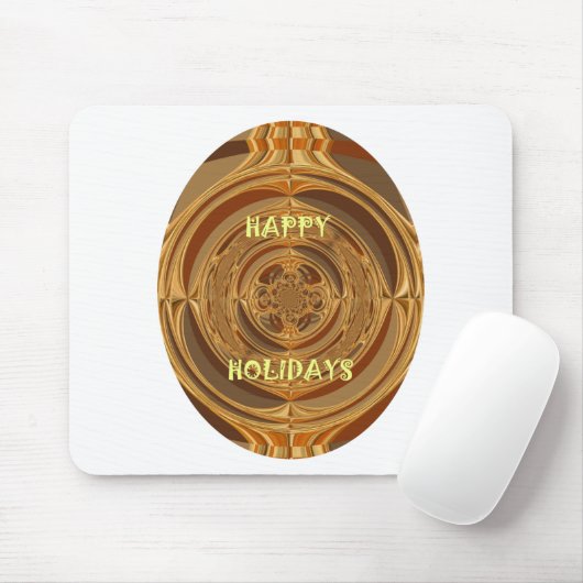 Happy Holidays Circle Art Print/Design Mousepad (Mit Mouse)