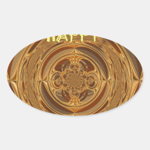 Happy Holidays Circle Art Print/Design Ovaler Aufkleber